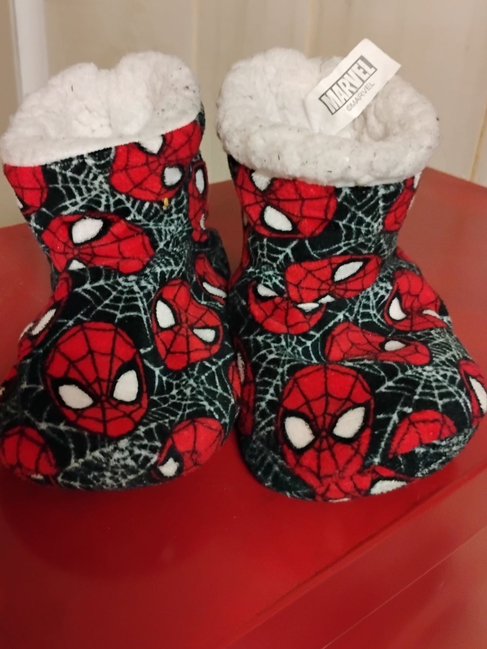 Marvel Spider-Man Red & Black Sherpa-Lined Kids One Piece Booties